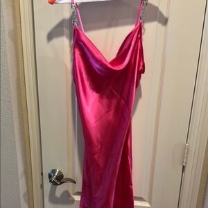 Jump Pink Velvet Chemise with Spaghetti Straps